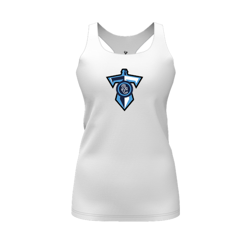 [FT0TRBWH-FYS-LOGO1] Decker Racerback Tank Top (Female Youth S, White, Logo 1)