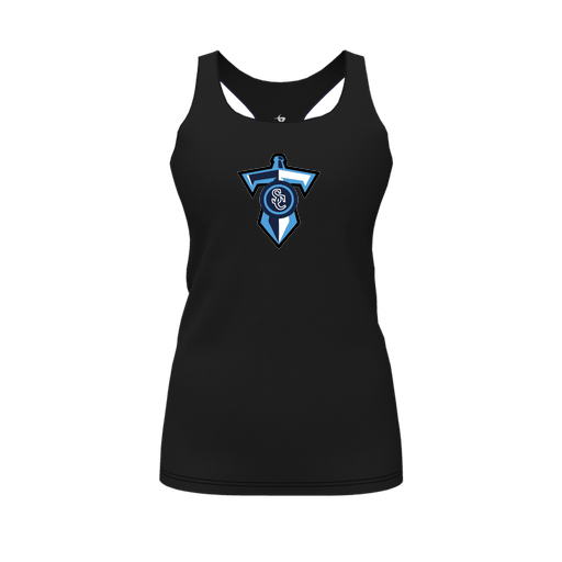 [FT0TRBBK-FYS-LOGO1] Decker Racerback Tank Top (Female Youth S, Black, Logo 1)
