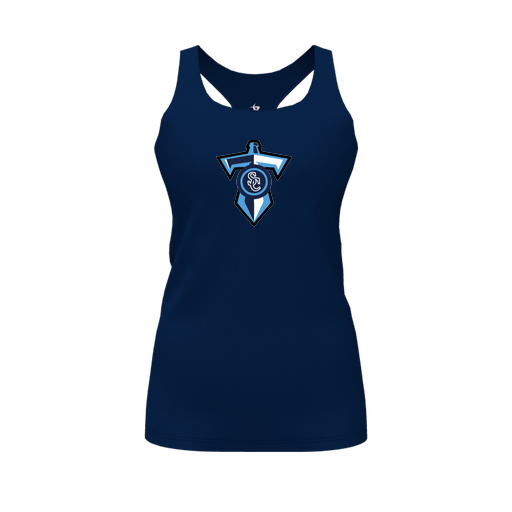 [FT0TRBNV-FYS-LOGO1] Decker Racerback Tank Top (Female Youth S, Navy, Logo 1)
