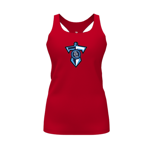[FT0TRBRD-FYS-LOGO1] Decker Racerback Tank Top (Female Youth S, Red, Logo 1)