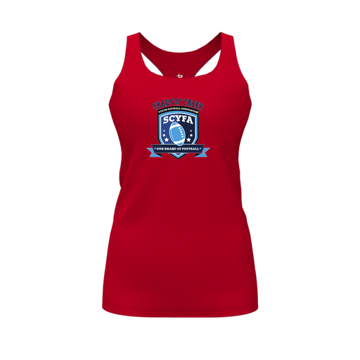 [CUS-DFW-RCBK-PER-RED-FYS-LOGO2] Racerback Tank Top (Female Youth S, Red, Logo 2)