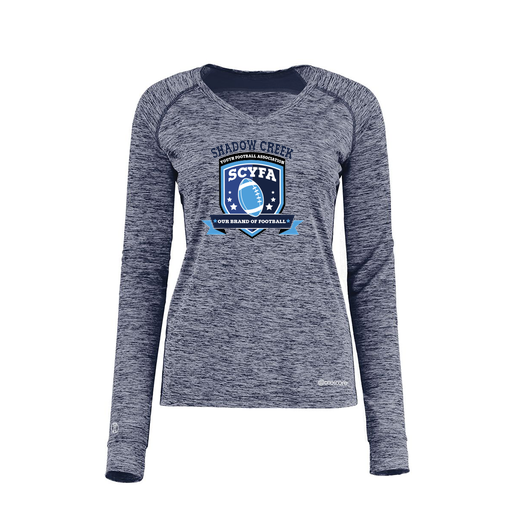 [222770.U22.XS-LOGO2] Ladies Electric Long Sleeve Shirt (Female Adult XS, Navy, Logo 2)