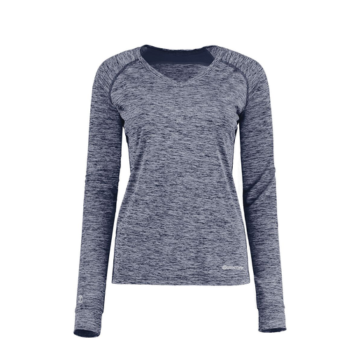 [222770.U22.XS-LOGO3] Ladies Electric Long Sleeve Shirt (Female Adult XS, Navy, Logo 3)