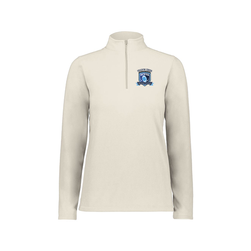 [6864.53T.XS-LOGO2] Ladies MicroFleece 1/4 Zip Pullover (Female Adult XS, White, Logo 2)