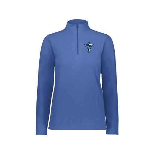 [6864.060.XS-LOGO1] Ladies MicroFleece 1/4 Zip Pullover (Female Adult XS, Royal, Logo 1)
