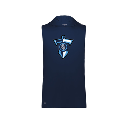 [222590.065.XS-LOGO1] Men's CoolDry Sleeveless Hoodie (Adult XS, Navy, Logo 1)