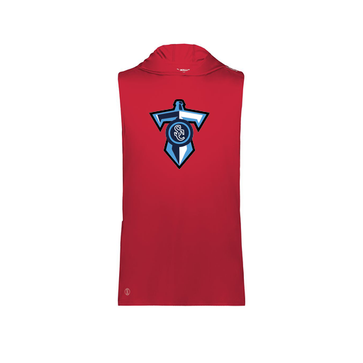 [222590.083.XS-LOGO1] Men's CoolDry Sleeveless Hoodie (Adult XS, Red, Logo 1)