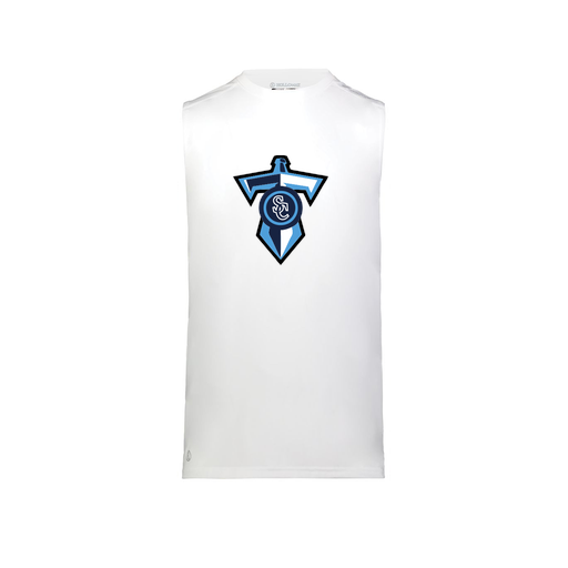 [222593.005.S-LOGO1] Men's CoolDry TankTop (Adult S, White, Logo 1)