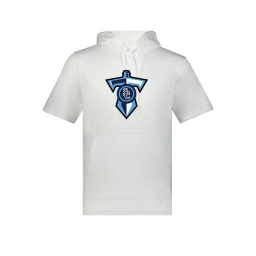 [6871.005.S-LOGO1] Men's Dri Fit Short Sleeve Hoodie (Adult S, White, Logo 1)