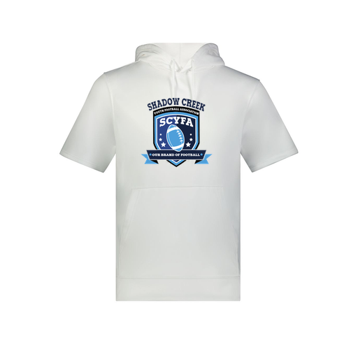 [6871.005.S-LOGO2] Men's Dri Fit Short Sleeve Hoodie (Adult S, White, Logo 2)