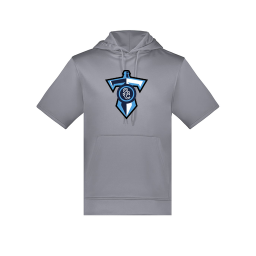 [6871.059.S-LOGO1] Men's Dri Fit Short Sleeve Hoodie (Adult S, Gray, Logo 1)