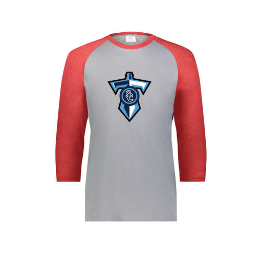 [6880.27V.S-LOGO1] Youth Vintage 3/4 T-Shirt (Youth S, Red, Logo 1)